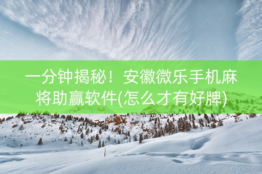 一分钟揭秘！安徽微乐手机麻将助赢软件(怎么才有好牌)