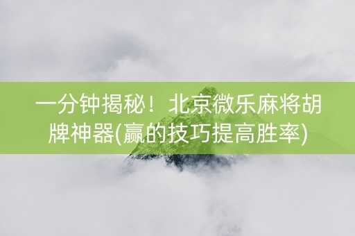一分钟揭秘！北京微乐麻将胡牌神器(赢的技巧提高胜率)