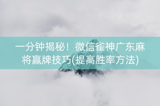 一分钟揭秘！微信雀神广东麻将赢牌技巧(提高胜率方法)
