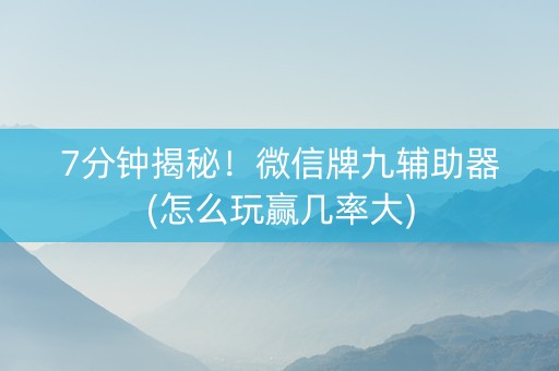 7分钟揭秘！微信牌九辅助器(怎么玩赢几率大)