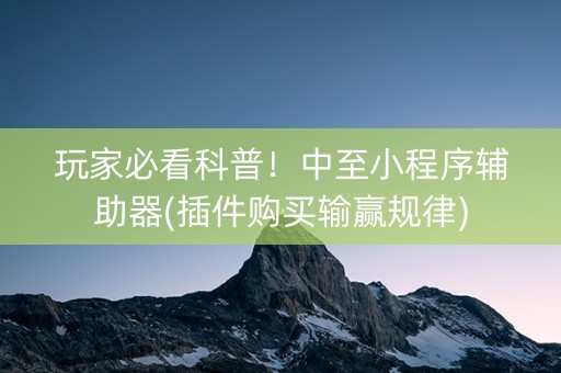玩家必看科普！中至小程序辅助器(插件购买输赢规律)