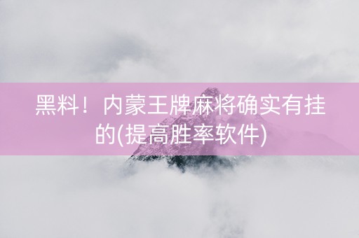 黑料！内蒙王牌麻将确实有挂的(提高胜率软件)