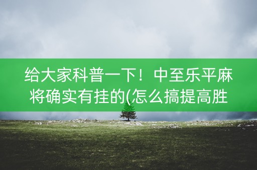 给大家科普一下！中至乐平麻将确实有挂的(怎么搞提高胜率)