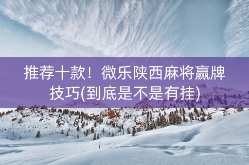 推荐十款！微乐陕西麻将赢牌技巧(到底是不是有挂)