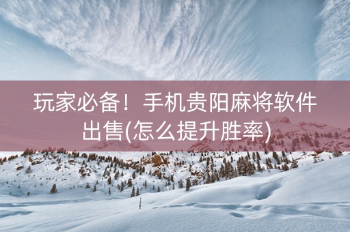 玩家必备！手机贵阳麻将软件出售(怎么提升胜率)
