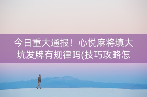 今日重大通报！心悦麻将填大坑发牌有规律吗(技巧攻略怎样拿好牌)