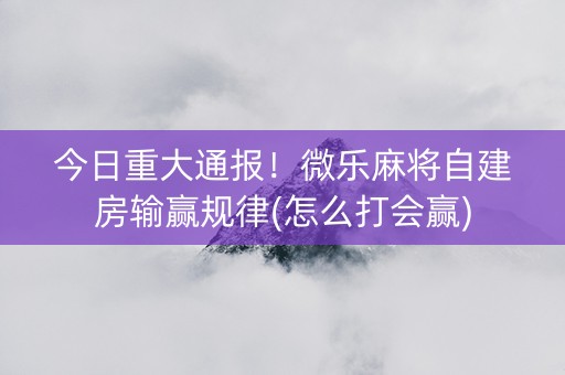 今日重大通报！微乐麻将自建房输赢规律(怎么打会赢)