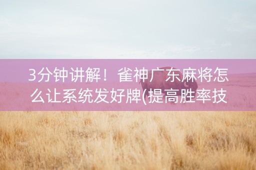 3分钟讲解！雀神广东麻将怎么让系统发好牌(提高胜率技巧)