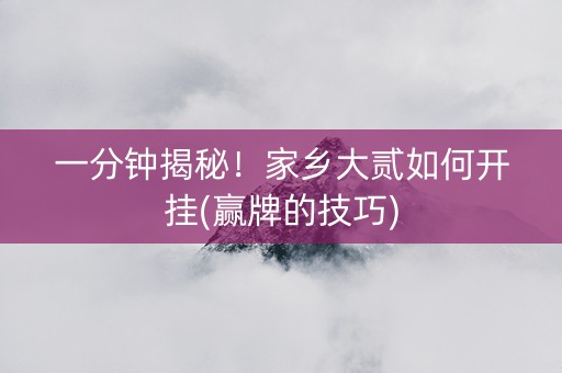 一分钟揭秘！家乡大贰如何开挂(赢牌的技巧)