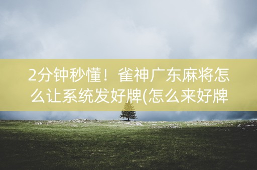 2分钟秒懂！雀神广东麻将怎么让系统发好牌(怎么来好牌)