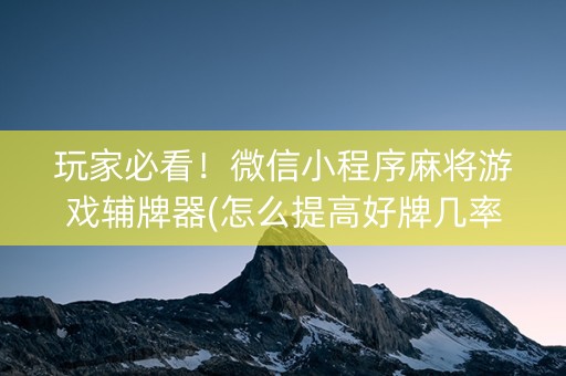 玩家必看！微信小程序麻将游戏辅牌器(怎么提高好牌几率)