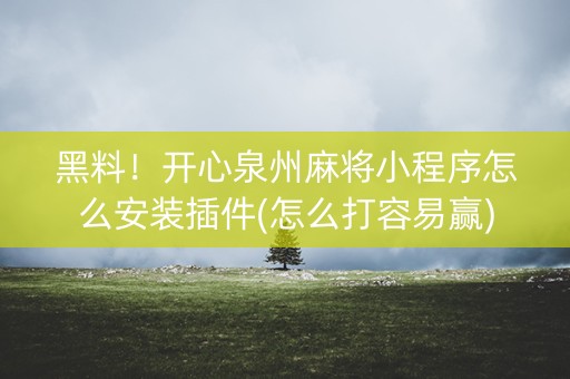 黑料！开心泉州麻将小程序怎么安装插件(怎么打容易赢)