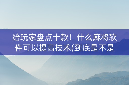 给玩家盘点十款！什么麻将软件可以提高技术(到底是不是有挂)