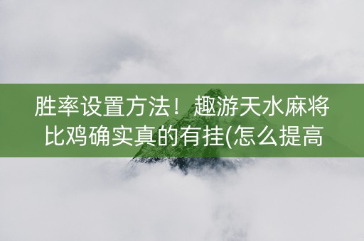 胜率设置方法！趣游天水麻将比鸡确实真的有挂(怎么提高胜率)