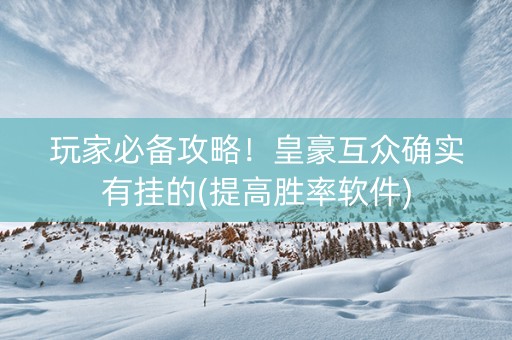 玩家必备攻略！皇豪互众确实有挂的(提高胜率软件)