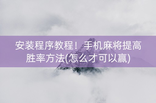 安装程序教程！手机麻将提高胜率方法(怎么才可以赢)