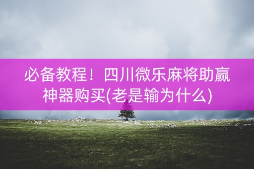 必备教程！四川微乐麻将助赢神器购买(老是输为什么)
