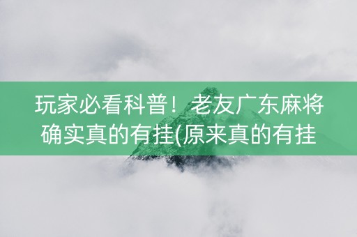 玩家必看科普！老友广东麻将确实真的有挂(原来真的有挂)