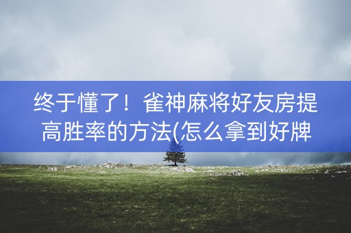 终于懂了！雀神麻将好友房提高胜率的方法(怎么拿到好牌)