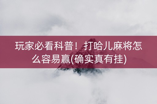 玩家必看科普！打哈儿麻将怎么容易赢(确实真有挂)