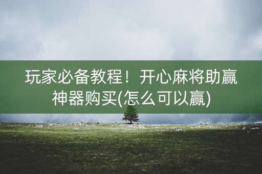 玩家必备教程！开心麻将助赢神器购买(怎么可以赢)