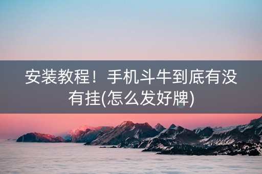 安装教程！手机斗牛到底有没有挂(怎么发好牌)