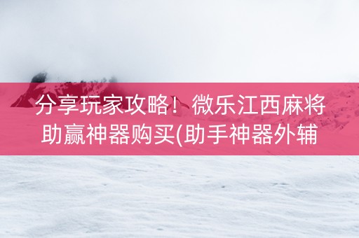 分享玩家攻略！微乐江西麻将助赢神器购买(助手神器外辅工具)