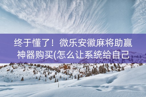 终于懂了！微乐安徽麻将助赢神器购买(怎么让系统给自己好牌)