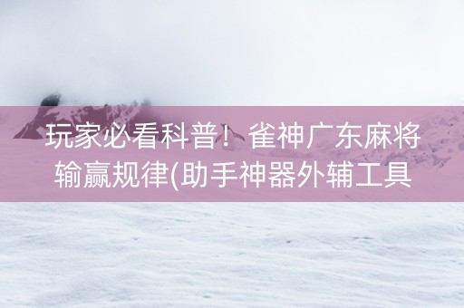 玩家必看科普！雀神广东麻将输赢规律(助手神器外辅工具)
