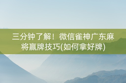 三分钟了解！微信雀神广东麻将赢牌技巧(如何拿好牌)