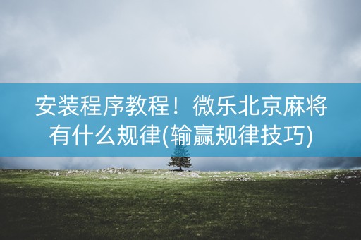 安装程序教程！微乐北京麻将有什么规律(输赢规律技巧)