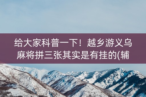 给大家科普一下！越乡游义乌麻将拼三张其实是有挂的(辅牌器购买)