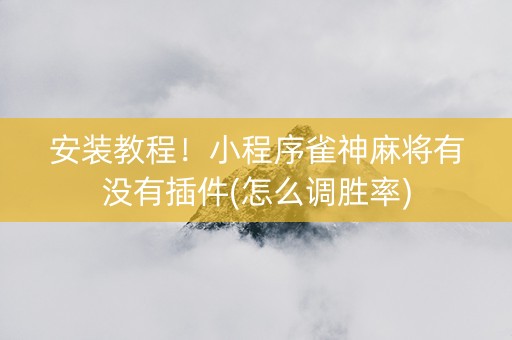 安装教程！小程序雀神麻将有没有插件(怎么调胜率)