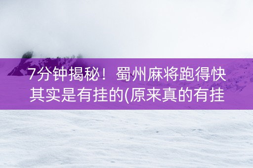7分钟揭秘！蜀州麻将跑得快其实是有挂的(原来真的有挂)