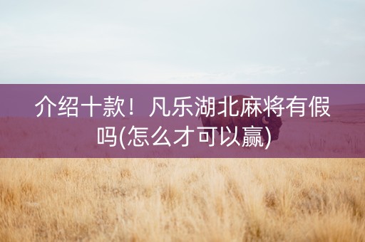 介绍十款！凡乐湖北麻将有假吗(怎么才可以赢)