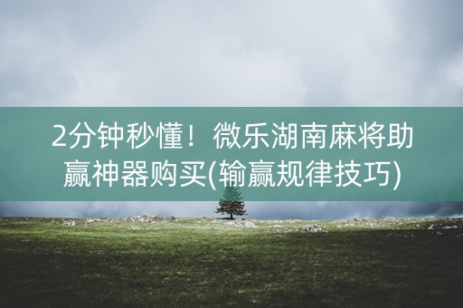 2分钟秒懂！微乐湖南麻将助赢神器购买(输赢规律技巧)