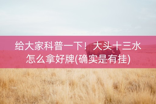 给大家科普一下！大头十三水怎么拿好牌(确实是有挂)