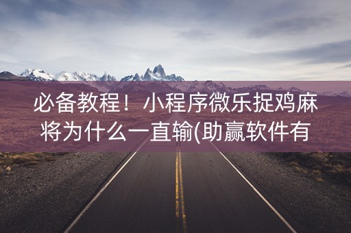 必备教程！小程序微乐捉鸡麻将为什么一直输(助赢软件有规律吗)