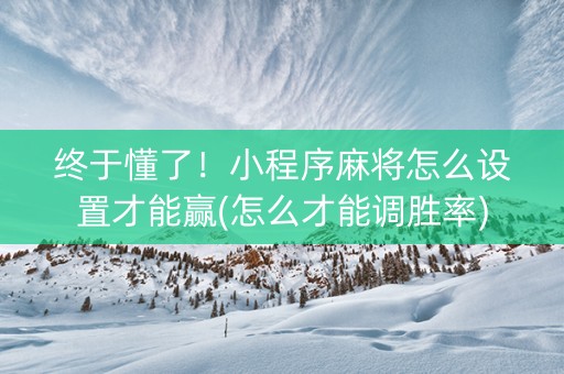 终于懂了！小程序麻将怎么设置才能赢(怎么才能调胜率)