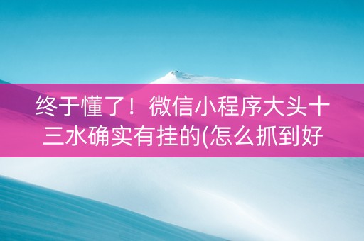 终于懂了！微信小程序大头十三水确实有挂的(怎么抓到好牌)
