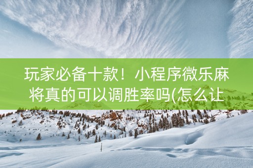 玩家必备十款！小程序微乐麻将真的可以调胜率吗(怎么让系统发好牌)