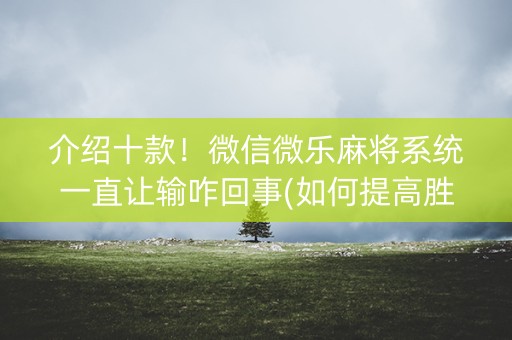 介绍十款！微信微乐麻将系统一直让输咋回事(如何提高胜率)
