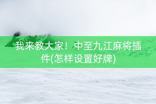 我来教大家！中至九江麻将插件(怎样设置好牌)