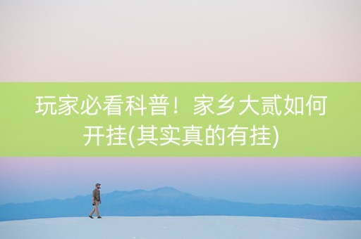 玩家必看科普！家乡大贰如何开挂(其实真的有挂)