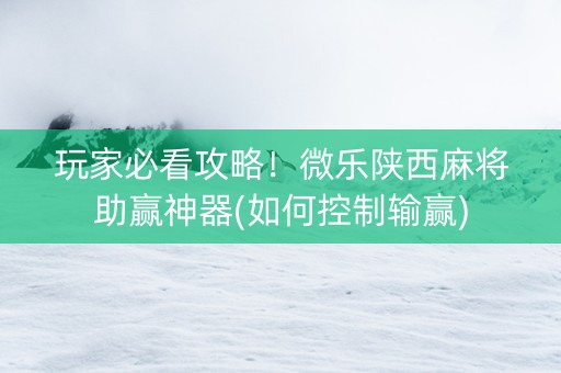 玩家必看攻略！微乐陕西麻将助赢神器(如何控制输赢)