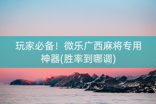 玩家必备！微乐广西麻将专用神器(胜率到哪调)