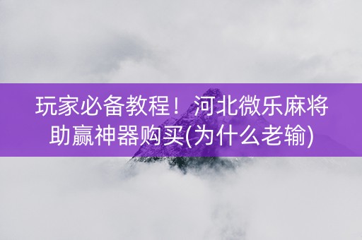 玩家必备教程！河北微乐麻将助赢神器购买(为什么老输)