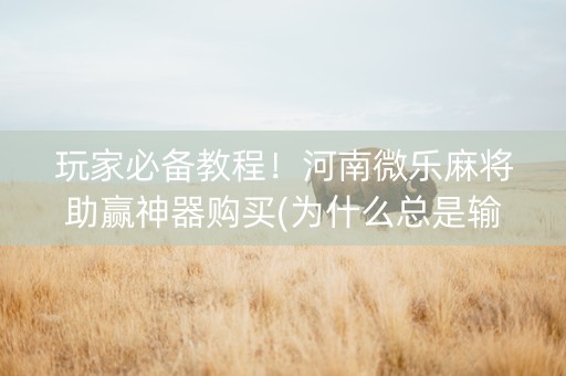 玩家必备教程！河南微乐麻将助赢神器购买(为什么总是输)