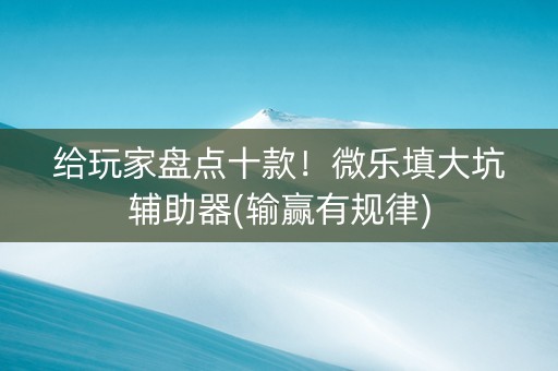 给玩家盘点十款！微乐填大坑辅助器(输赢有规律)