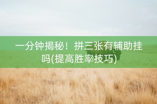 一分钟揭秘！拼三张有辅助挂吗(提高胜率技巧)